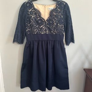 Eliza J Navy Sheath Bodice Dress Size 8P